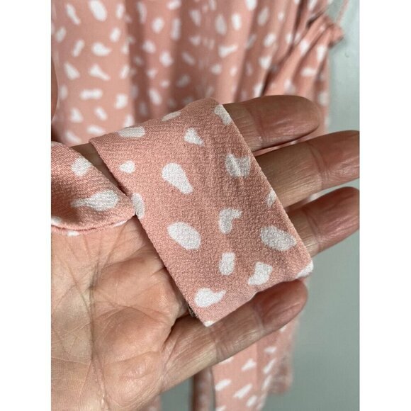 Torrid Top Women 3X Pink Crepe Wrap Peplum Feminine Ballerina Neutral Summer 80s - Picture 7 of 13